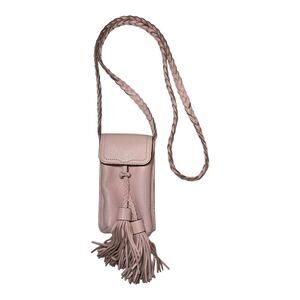Rebecca Minkoff Isobel Phone Crossbody Bag Dusty Pink Pebbled Leather Braided
